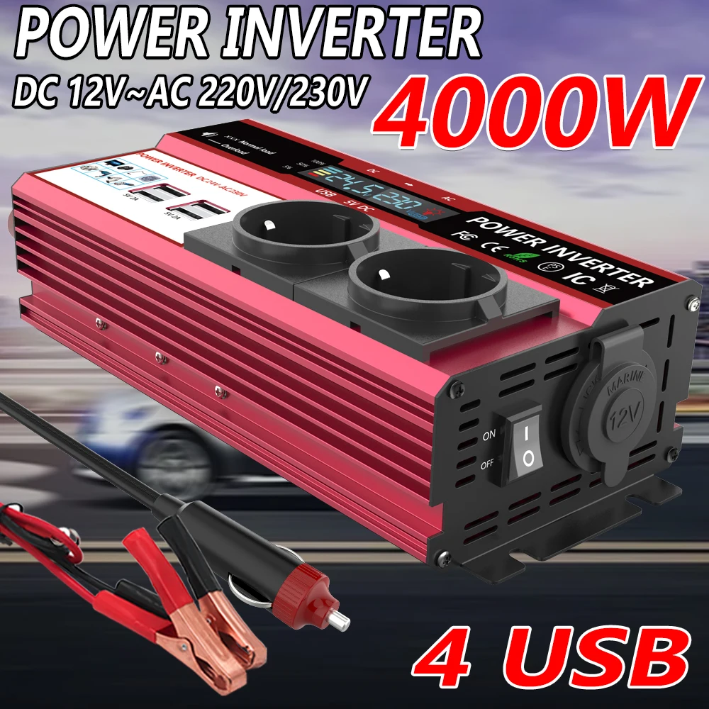 Power Inverter 12V 220V 4000W Continuous - Inverter da 12V a 220V, potenza