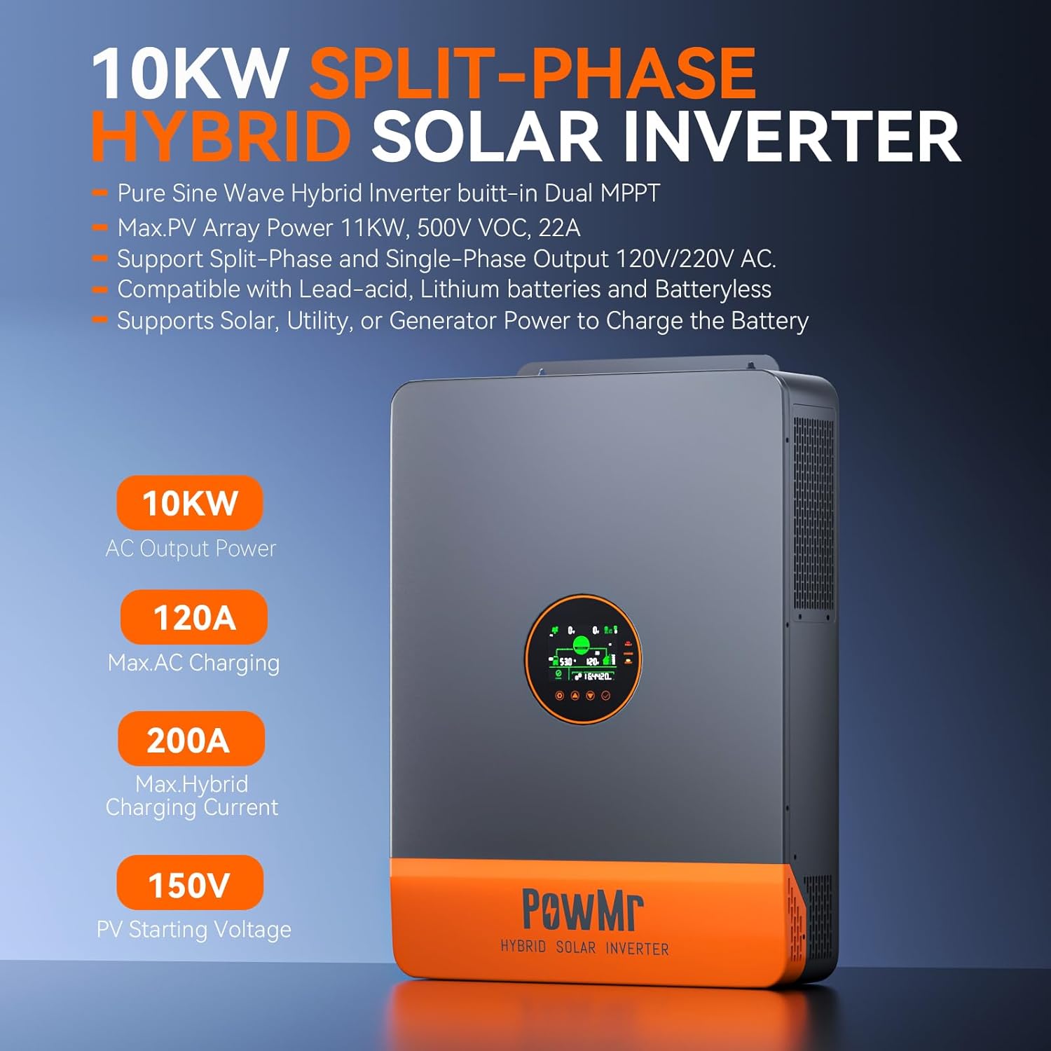 Inverter Ibrido Solare PowMr 1 - Split Phase Inverter 10Kw 110V 220V recensione e prezzo