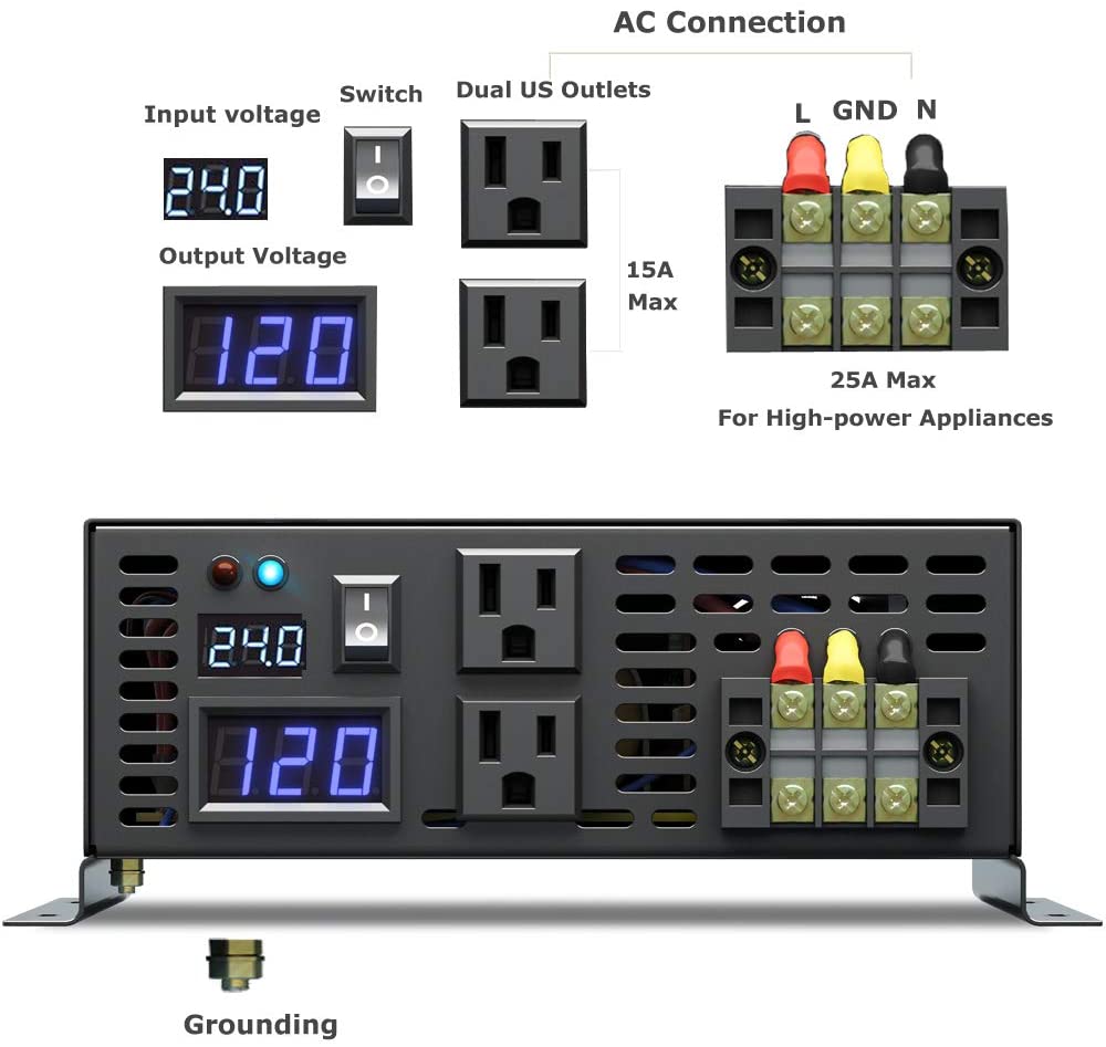 Convertitore di tensione di al - Inverter Pure Sine Wave 60Hz 120V 3000W recensione e prezzo